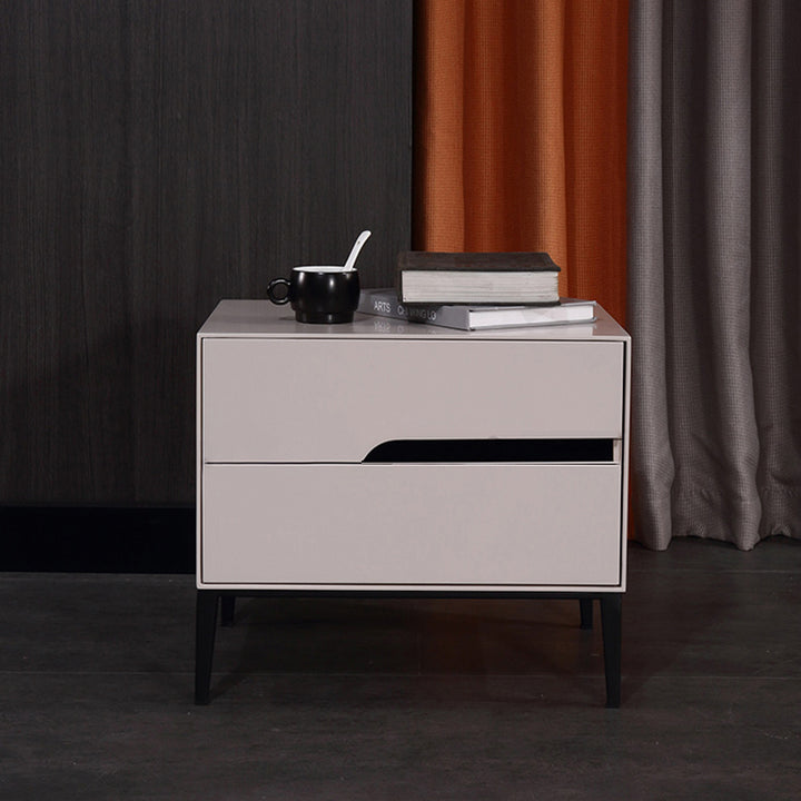 Baked-Enamel Bedside Table - Hassle-Free Access Nightstand 2-Drawer For Bedroom