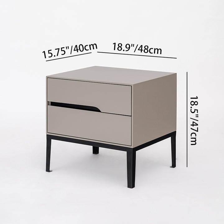 Baked-Enamel Bedside Table - Hassle-Free Access Nightstand 2-Drawer For Bedroom