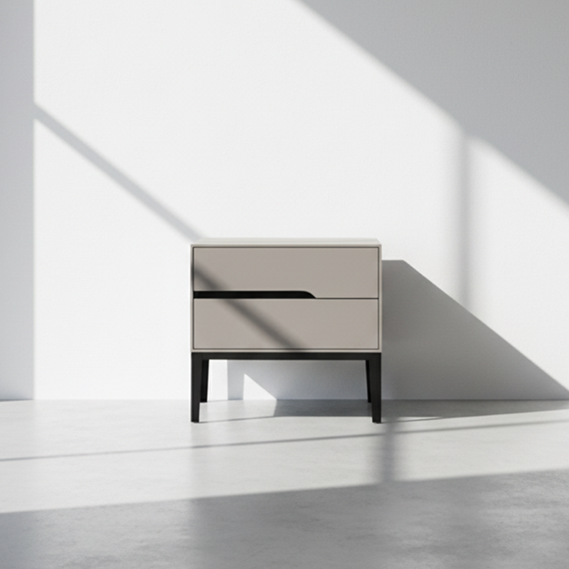 Baked-Enamel Bedside Table - Hassle-Free Access Nightstand 2-Drawer For Bedroom