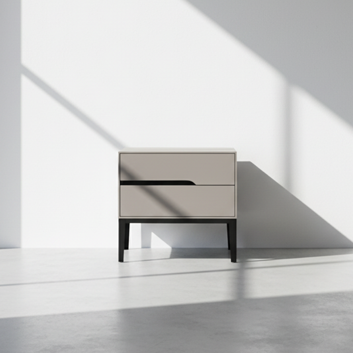 Baked-Enamel Bedside Table - Hassle-Free Access Nightstand 2-Drawer For Bedroom