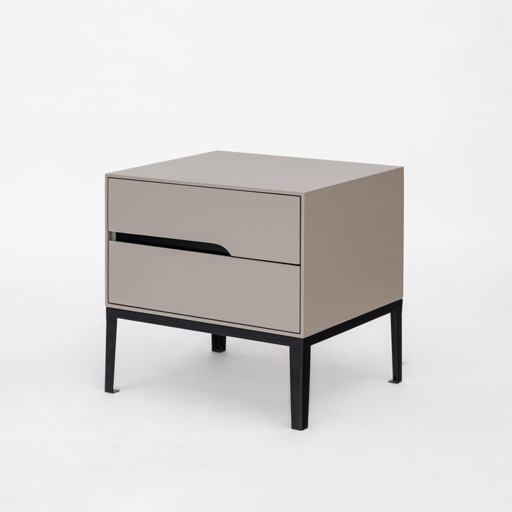 Baked-Enamel Bedside Table - Hassle-Free Access Nightstand 2-Drawer For Bedroom