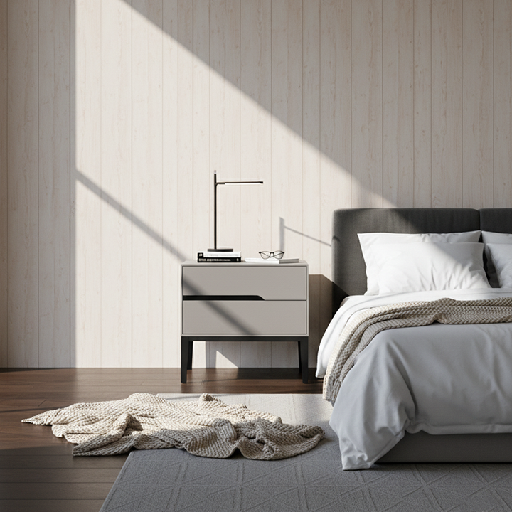 Baked-Enamel Bedside Table - Hassle-Free Access Nightstand 2-Drawer For Bedroom