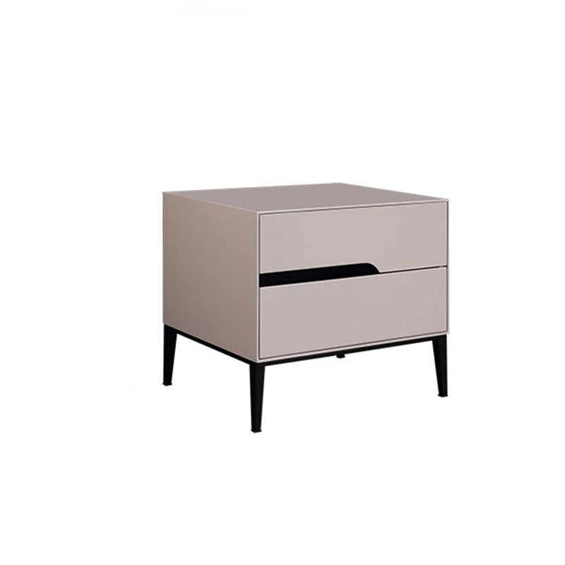 Baked-Enamel Bedside Table - Hassle-Free Access Nightstand 2-Drawer For Bedroom