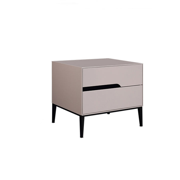 Baked-Enamel Bedside Table - Hassle-Free Access Nightstand 2-Drawer For Bedroom