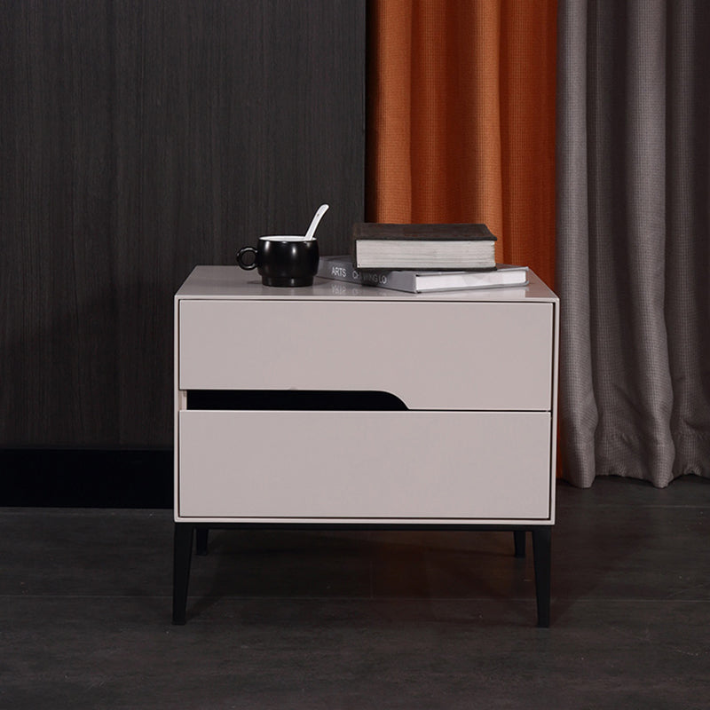 Baked-Enamel Bedside Table - Hassle-Free Access Nightstand 2-Drawer For Bedroom