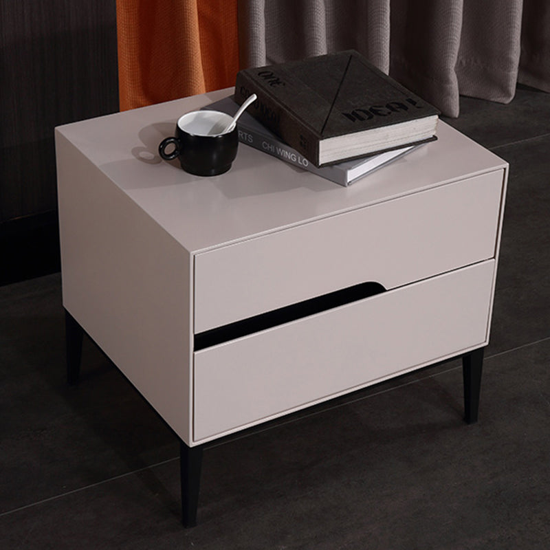Baked-Enamel Bedside Table - Hassle-Free Access Nightstand 2-Drawer For Bedroom