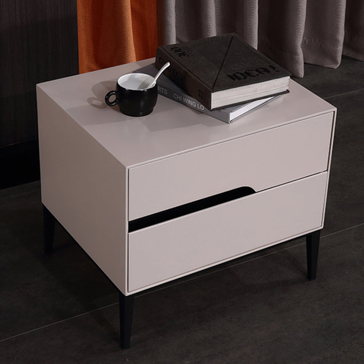 Baked-Enamel Bedside Table - Hassle-Free Access Nightstand 2-Drawer For Bedroom