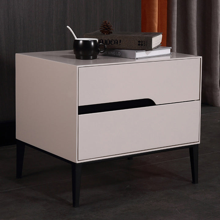 Baked-Enamel Bedside Table - Hassle-Free Access Nightstand 2-Drawer For Bedroom