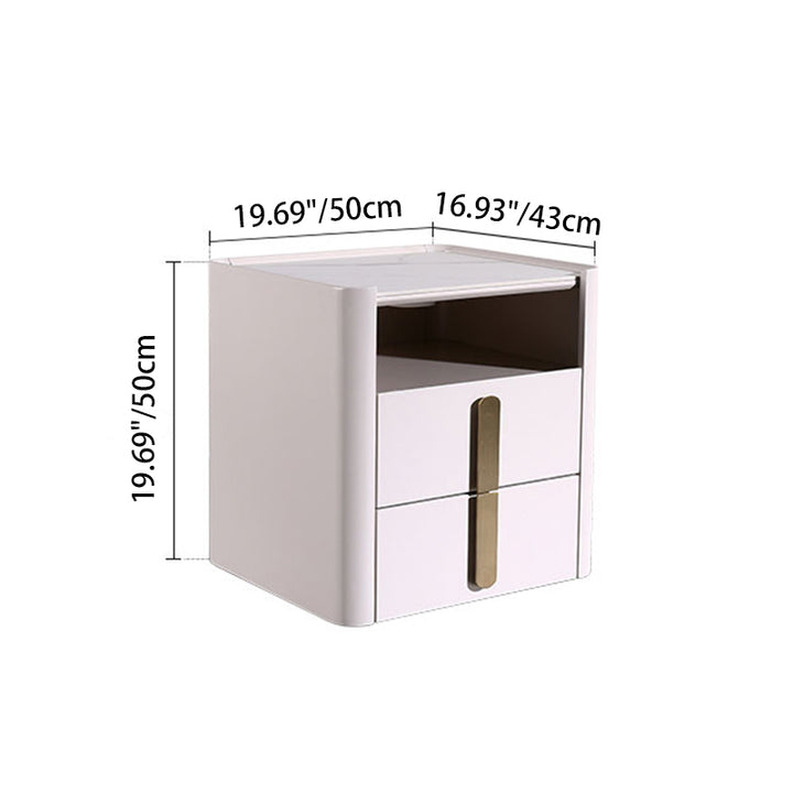 E1-Class Dual-Material Nightstand - Luxury Design &amp; Practical Function Bedside Table 2-Drawer For Bedroom
