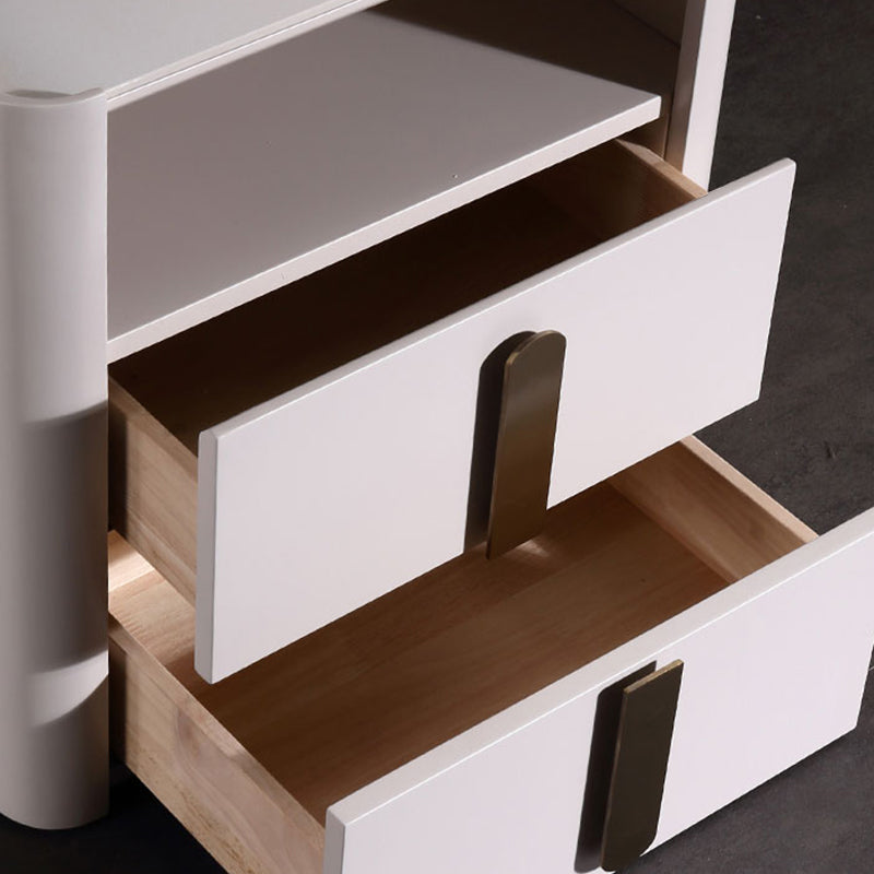 E1-Class Dual-Material Nightstand - Luxury Design &amp; Practical Function Bedside Table 2-Drawer For Bedroom