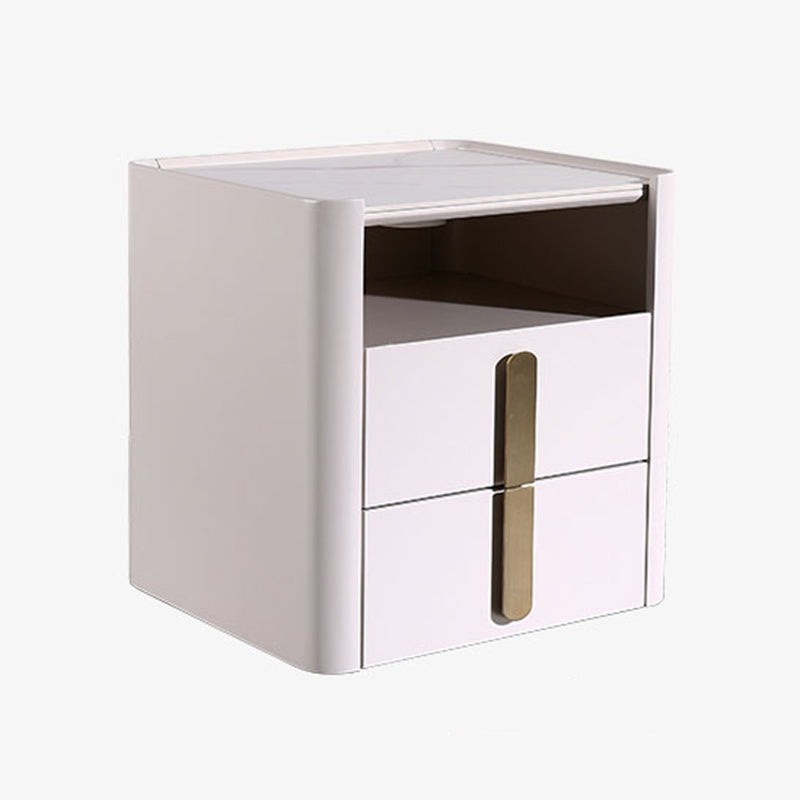 E1-Class Dual-Material Nightstand - Luxury Design &amp; Practical Function Bedside Table 2-Drawer For Bedroom