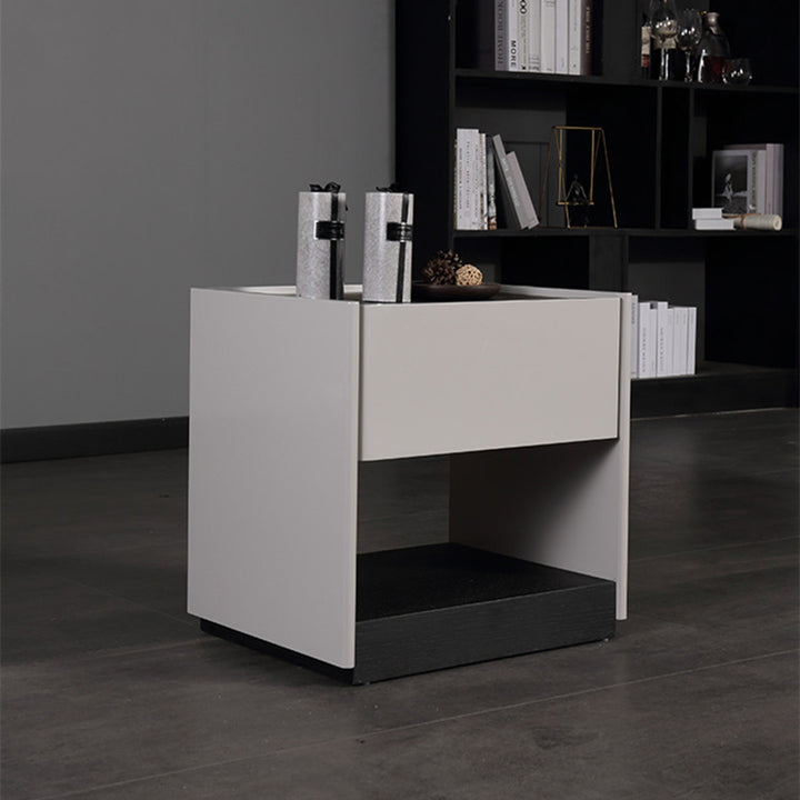 Premium Wood Veneer Nightstand - Sleek Design & Durable Build Bedside Table 1-Drawer For Bedroom