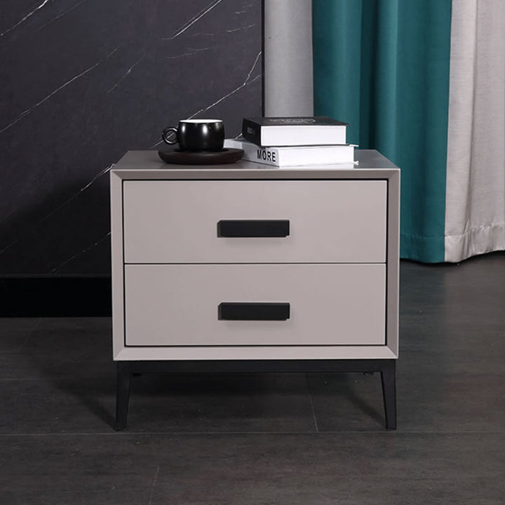 Eco-Friendly Nightstand - Scandinavian Aesthetic Iron-Leg Bedside Table 2-Drawer For Bedroom