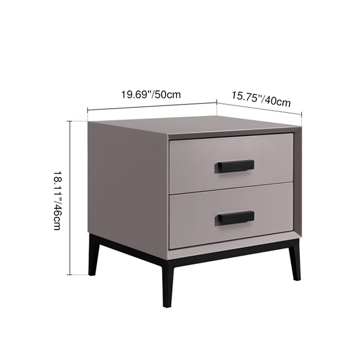 Eco-Friendly Nightstand - Scandinavian Aesthetic Iron-Leg Bedside Table 2-Drawer For Bedroom