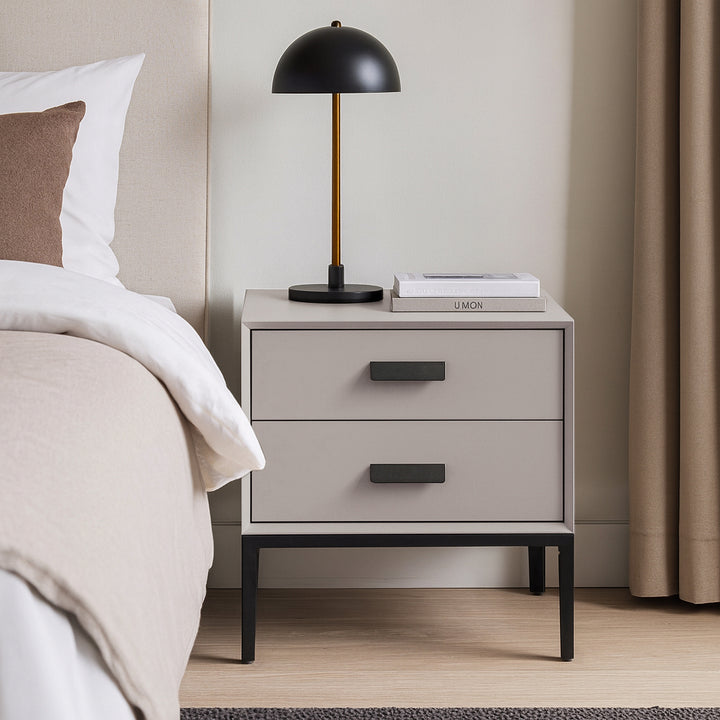 Eco-Friendly Nightstand - Scandinavian Aesthetic Iron-Leg Bedside Table 2-Drawer For Bedroom