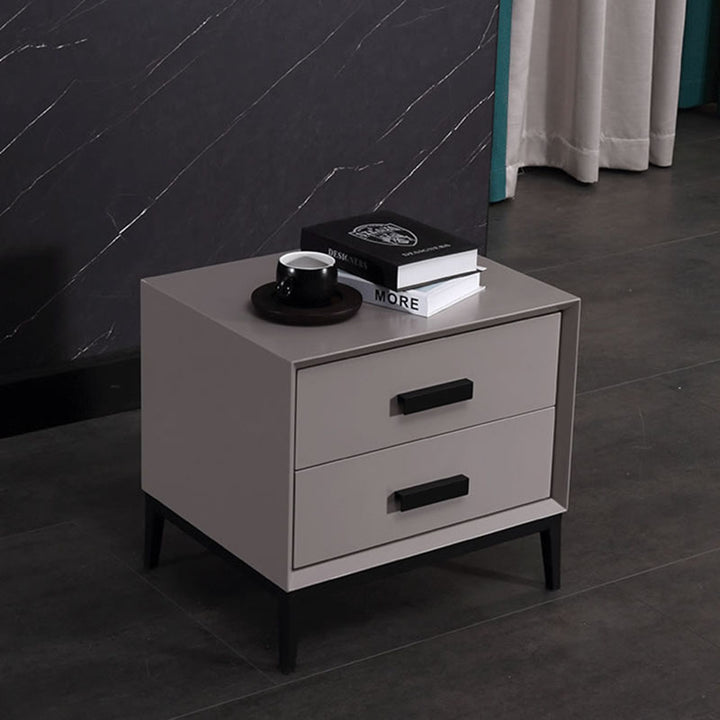 Eco-Friendly Nightstand - Scandinavian Aesthetic Iron-Leg Bedside Table 2-Drawer For Bedroom