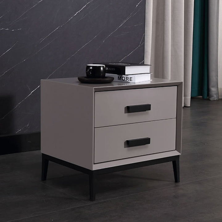 Eco-Friendly Nightstand - Scandinavian Aesthetic Iron-Leg Bedside Table 2-Drawer For Bedroom