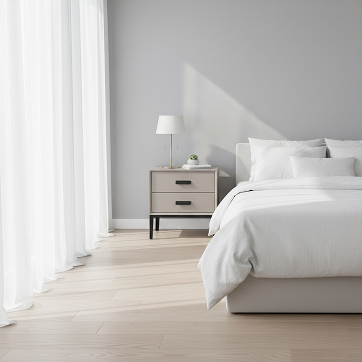 Eco-Friendly Nightstand - Scandinavian Aesthetic Iron-Leg Bedside Table 2-Drawer For Bedroom