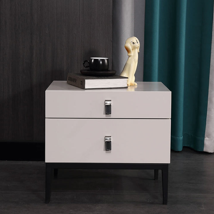 Compact Scandinavian Nightstand - Durable Eco-Friendly Material Bedside Table 2-Drawer For Bedroom