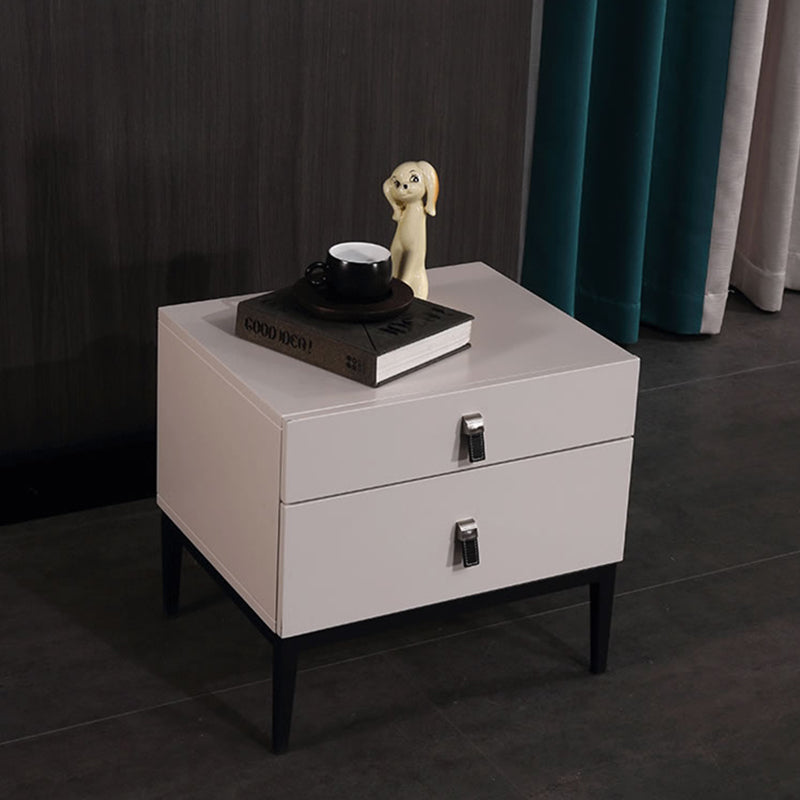 Table de chevet scandinave compacte - matériau durable et écologique, table de nuit à 2 tiroirs pour chambre à coucher 