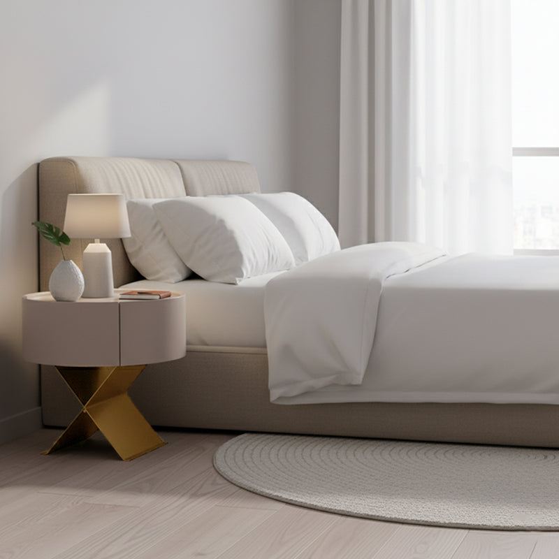 Table de chevet industrielle en bois fumé - panneau en bois massif et table de chevet lisse à 1 tiroir circulaire pour chambre à coucher 