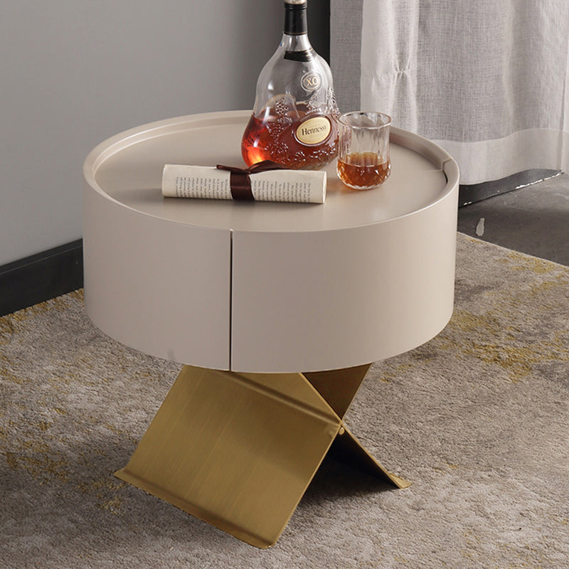 Table de chevet industrielle en bois fumé - panneau en bois massif et table de chevet lisse à 1 tiroir circulaire pour chambre à coucher 