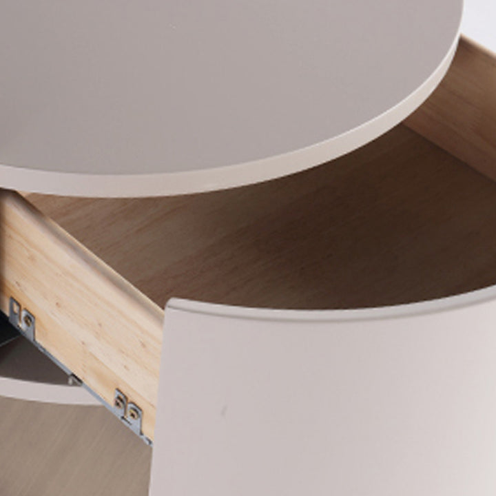 Table de chevet industrielle en bois fumé - panneau en bois massif et table de chevet lisse à 1 tiroir circulaire pour chambre à coucher 