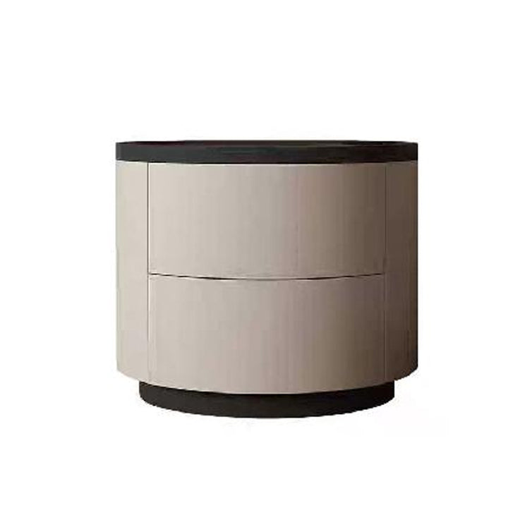 Durable Dual-Material Nightstand - Minimalist Rounded Shape &amp; Organized Storage Bedside Table 2-Drawer For Bedroom