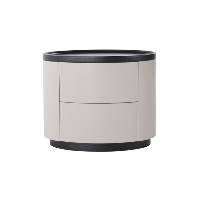 Durable Dual-Material Nightstand - Minimalist Rounded Shape &amp; Organized Storage Bedside Table 2-Drawer For Bedroom