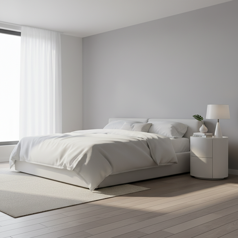 Nordic Abgerundeter Nachttisch - Robuste Bauweise &amp; Minimalistische Weiche Textur Nachttisch 2-Schubladen Für Schlafzimmer 