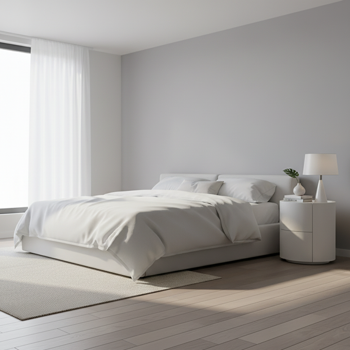 Nordic Abgerundeter Nachttisch - Robuste Bauweise &amp; Minimalistische Weiche Textur Nachttisch 2-Schubladen Für Schlafzimmer 