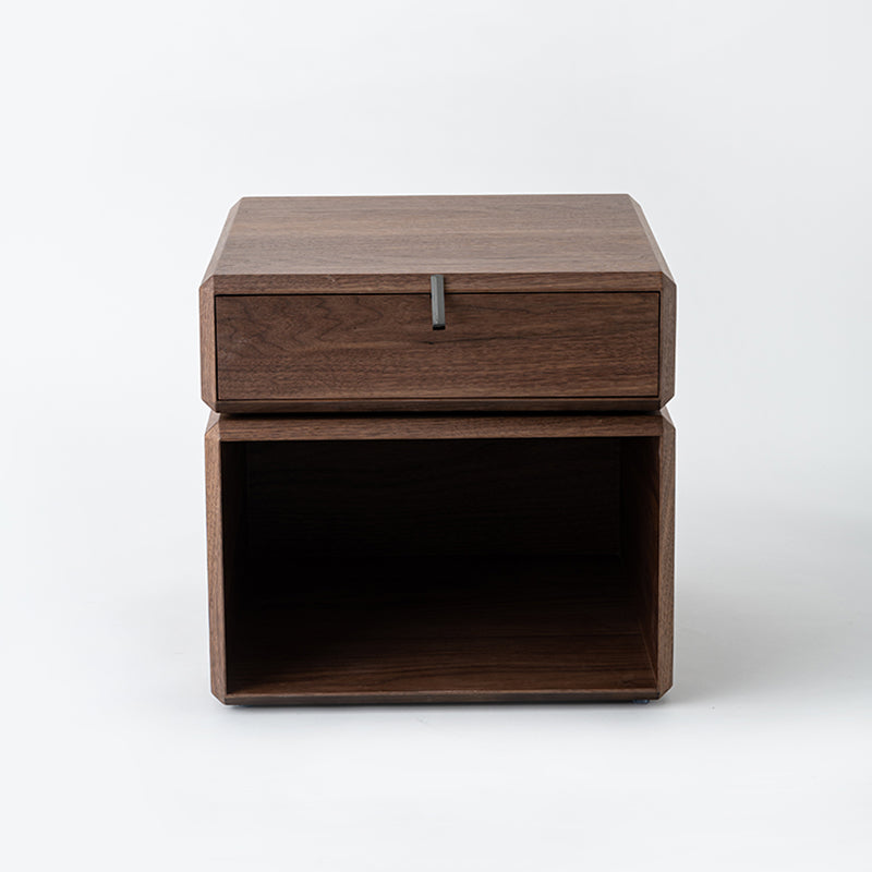 Retro Rotatable Wood Nightstand - Rotatable Top &amp; Classified Storage Layout Bedside Table 1-Drawer For Bedroom
