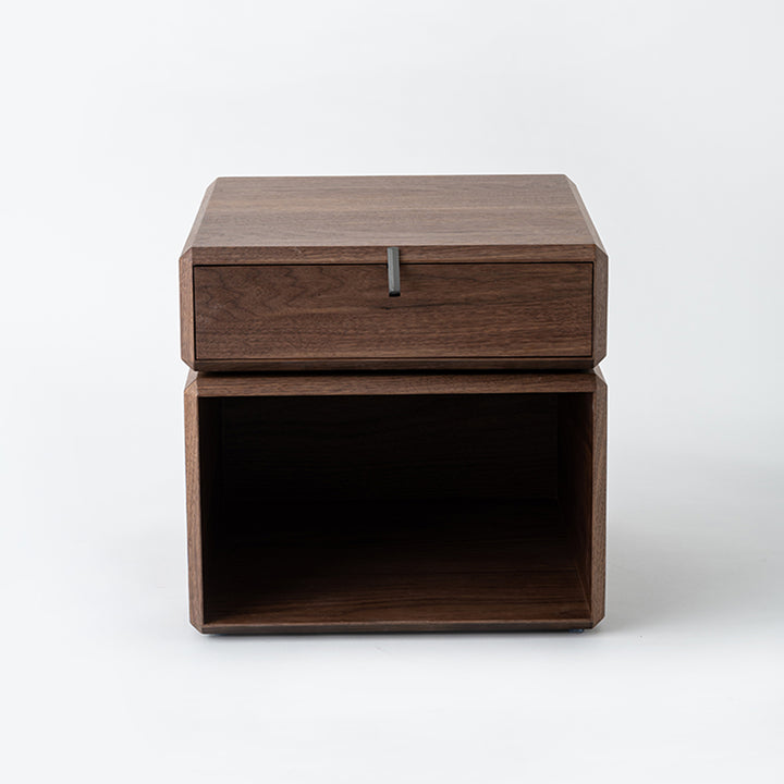 Retro Rotatable Wood Nightstand - Rotatable Top &amp; Classified Storage Layout Bedside Table 1-Drawer For Bedroom