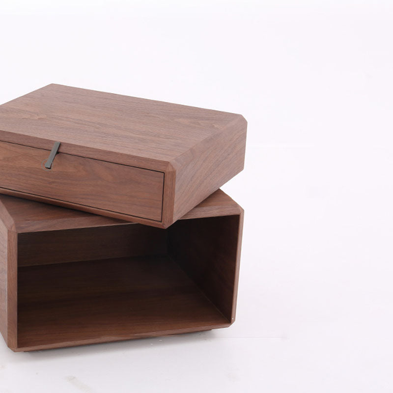 Retro Rotatable Wood Nightstand - Rotatable Top &amp; Classified Storage Layout Bedside Table 1-Drawer For Bedroom