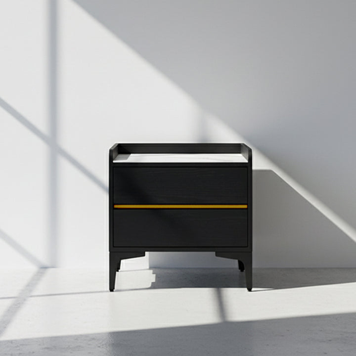 Easy-Clean Scandinavian Bedside Table - Eco-Friendly Wood Veneer & Smooth 2-Drawer Nightstand For Bedroom