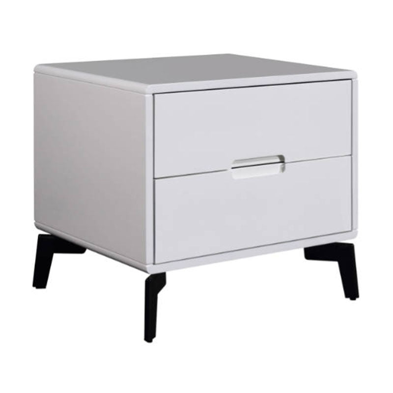 Modern Minimalist Carbon Steel Frame Nightstand - Lacquered Veneered Plywood 2-Drawers Bedside Table For Bedroom