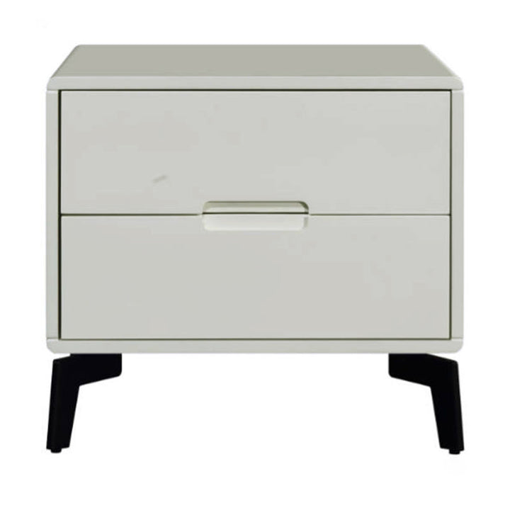 Modern Minimalist Carbon Steel Frame Nightstand - Lacquered Veneered Plywood 2-Drawers Bedside Table For Bedroom