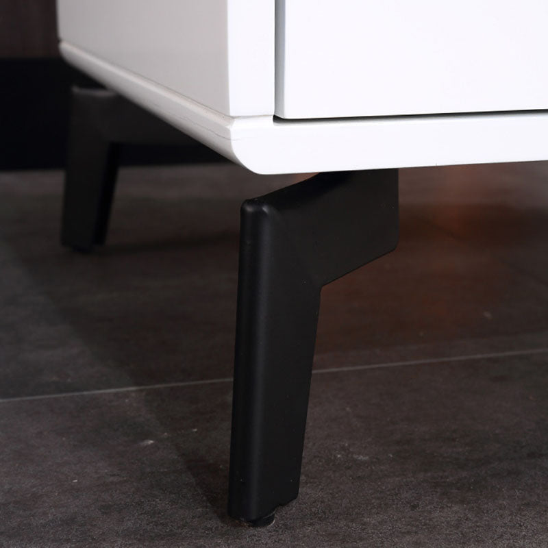 Modern Minimalist Carbon Steel Frame Nightstand - Lacquered Veneered Plywood 2-Drawers Bedside Table For Bedroom