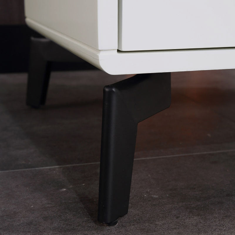 Modern Minimalist Carbon Steel Frame Nightstand - Lacquered Veneered Plywood 2-Drawers Bedside Table For Bedroom