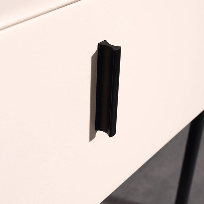 Modern Minimalist Veneered Plywood Nightstand - Matte Black Frame 1-Drawer Bedside Table For Bedroom