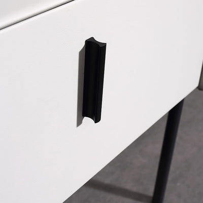 Modern Minimalist Veneered Plywood Nightstand - Matte Black Frame 1-Drawer Bedside Table For Bedroom