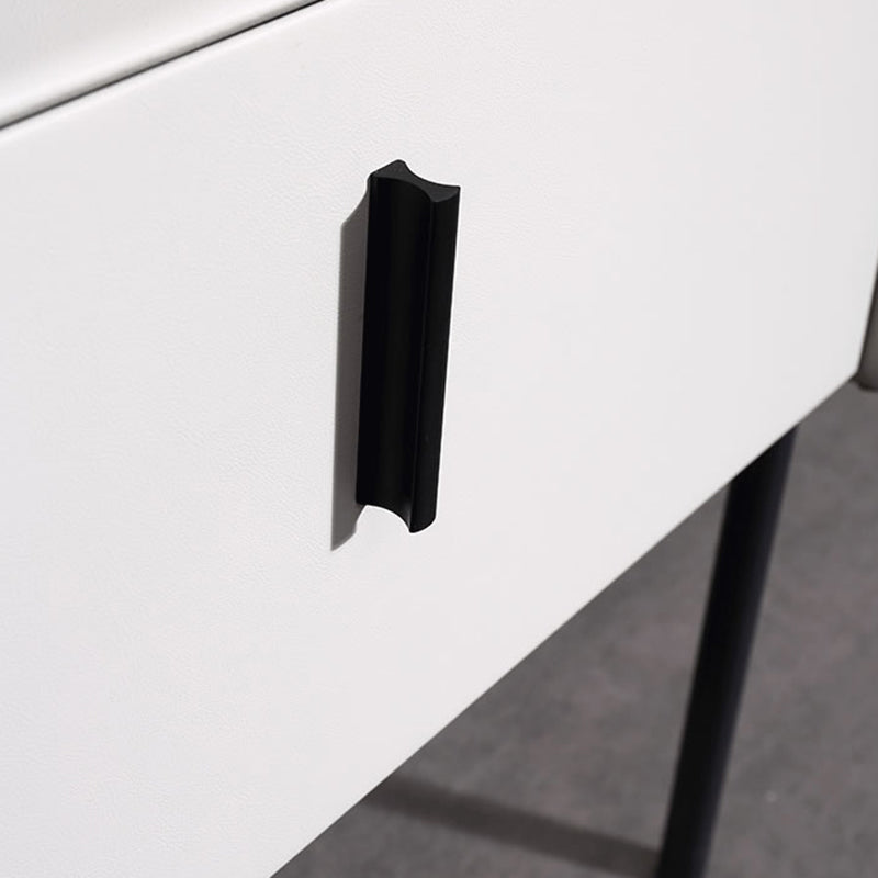 Modern Minimalist Veneered Plywood Nightstand - Matte Black Frame 1-Drawer Bedside Table For Bedroom