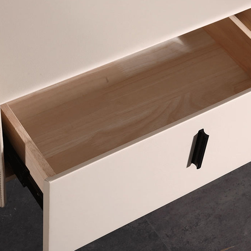 Modern Minimalist Veneered Plywood Nightstand - Matte Black Frame 1-Drawer Bedside Table For Bedroom