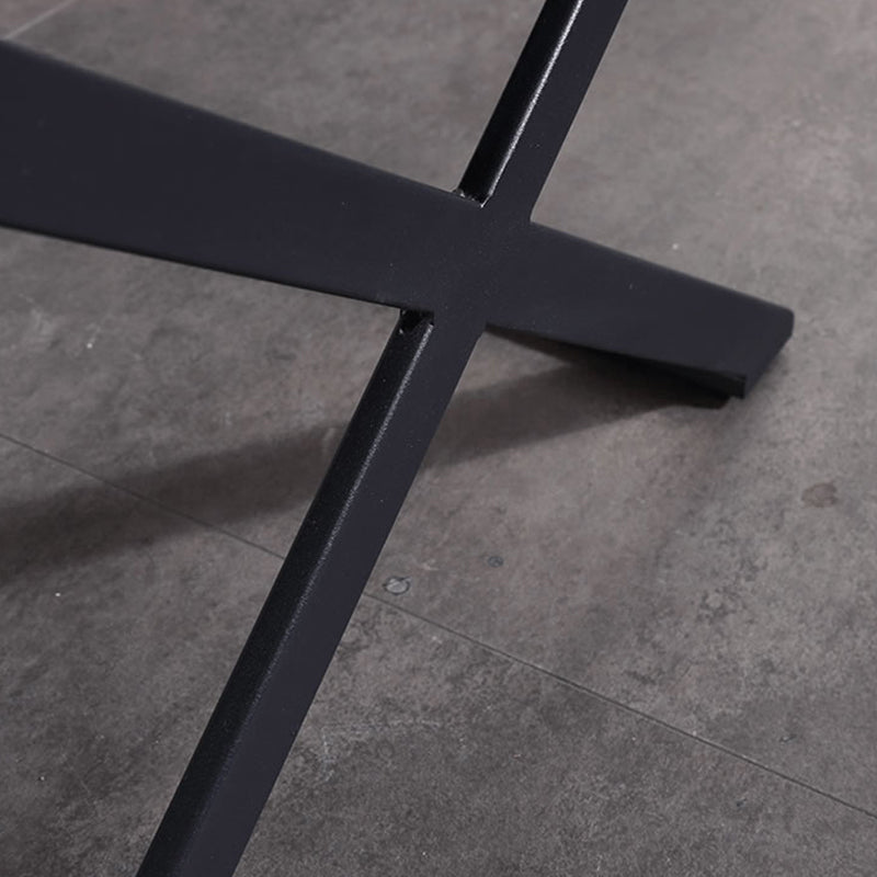 Contemporary Industrial X-Shaped Bedside Table - Veneered Plywood 1-Drawer Nightstand For Bedroom