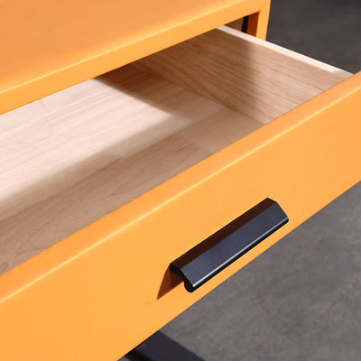 Contemporary Industrial X-Shaped Bedside Table - Veneered Plywood 1-Drawer Nightstand For Bedroom