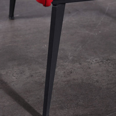 Contemporary Scandinavian Red Faux Leather Nightstand - Square 1-Drawer Bedside Table For Bedroom