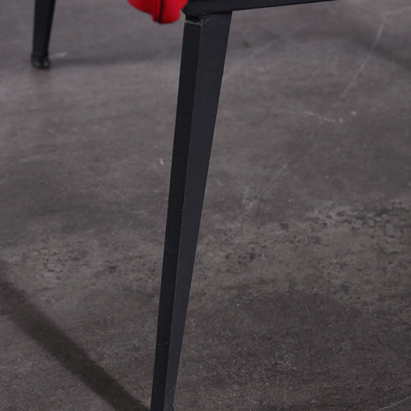 Contemporary Scandinavian Red Faux Leather Nightstand - Square 1-Drawer Bedside Table For Bedroom