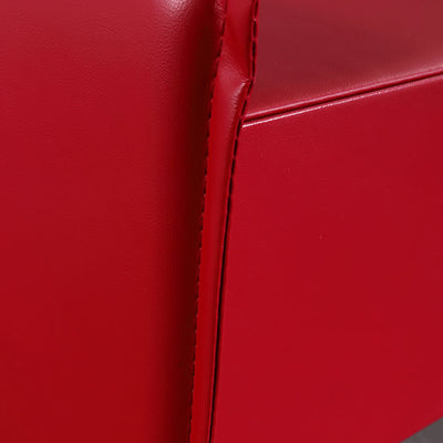 Contemporary Scandinavian Red Faux Leather Nightstand - Square 1-Drawer Bedside Table For Bedroom