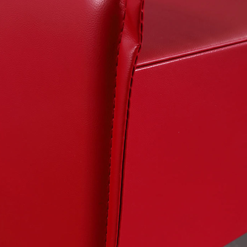 Contemporary Scandinavian Red Faux Leather Nightstand - Square 1-Drawer Bedside Table For Bedroom