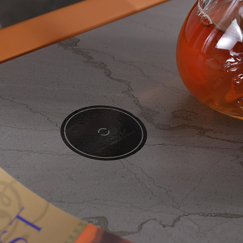 Cargador inalámbrico contemporáneo y luz LED con sensor para mesilla de noche - Encimera de piedra sinterizada con 2 cajones para dormitorio 
